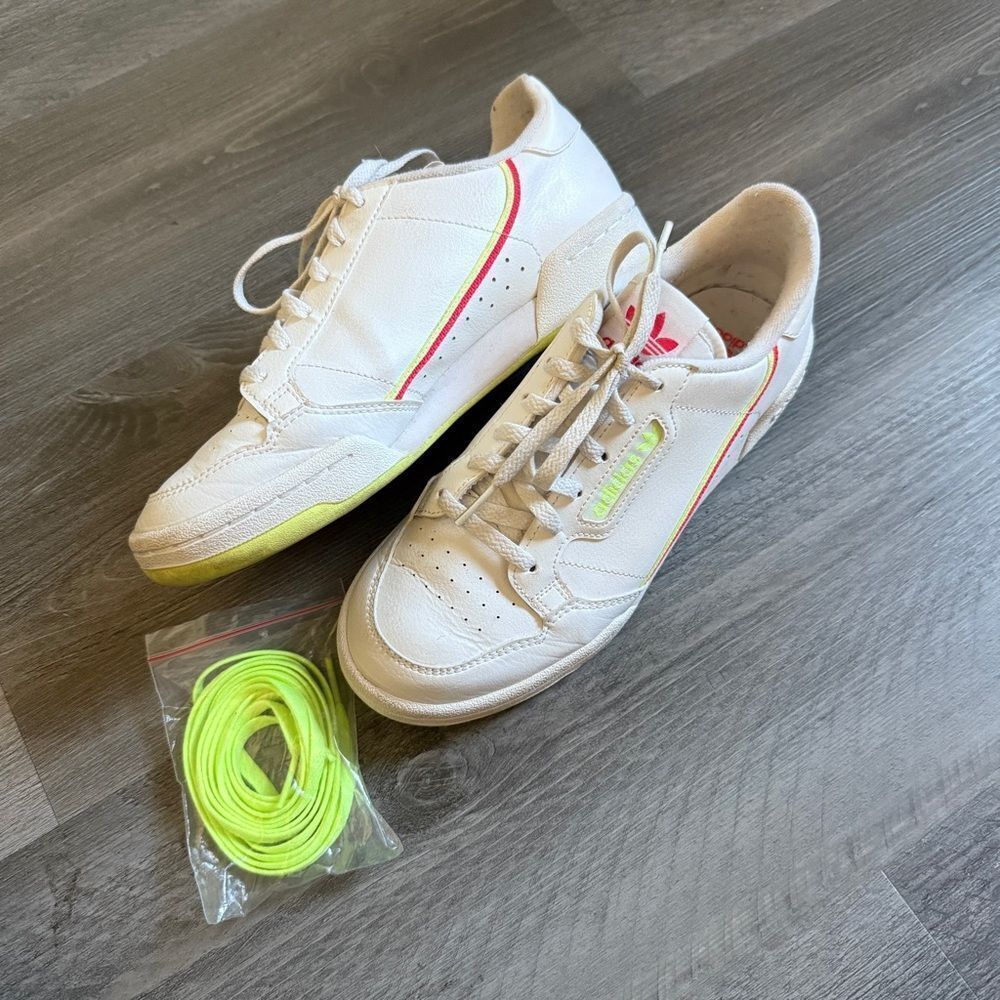 Adidas Kids Continental 80 Casual Sneakers White Neon Yellow